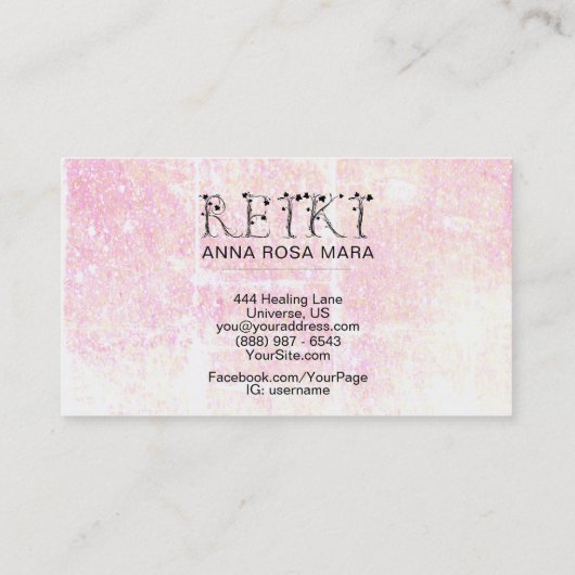 *~* Pastel REIKI Ivy Typography Grunge Glitter Visitekaartje (Achterkant)