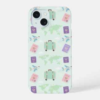Pastel Reisaccessoires Doodle iPhone Hoesje – Gesn 15 Case