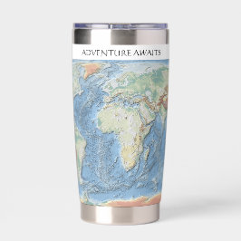 Pastel Reliëf Wereldkaart – Gepersonaliseerd Geïsoleerde Drinkbeker