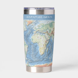 Pastel Reliëf Wereldkaart – Gepersonaliseerd Geïsoleerde Drinkbeker
