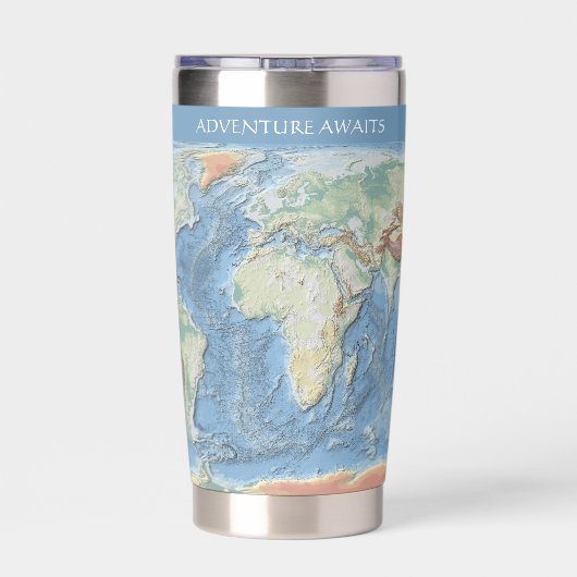 Pastel Relief World Map – Personalized Geïsoleerde Drinkbeker (Achterkant)