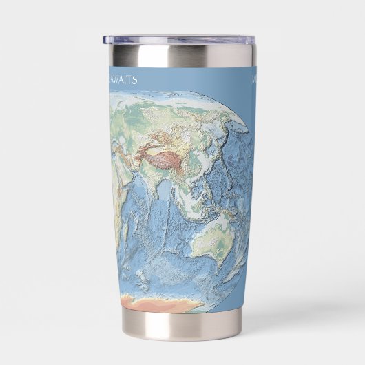 Pastel Relief World Map – Personalized Geïsoleerde Drinkbeker (Rechts)
