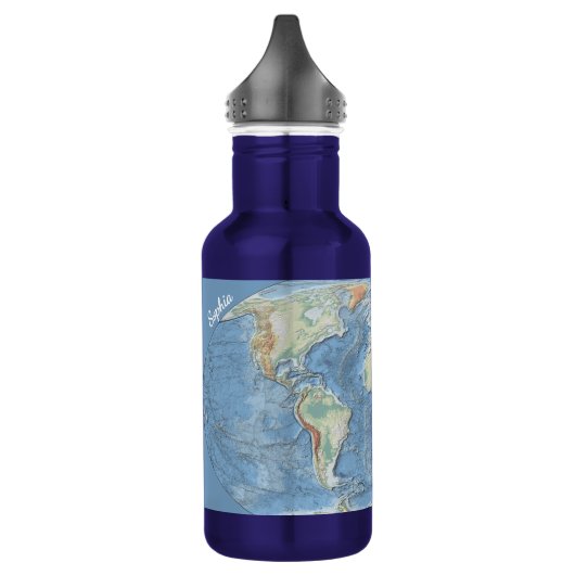 Pastel Relief World Map – Personalized Waterfles (Links)