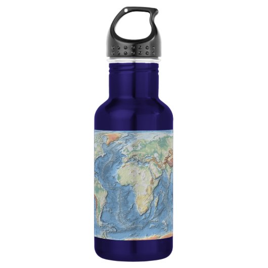 Pastel Relief World Map – Personalized Waterfles (Voorkant)