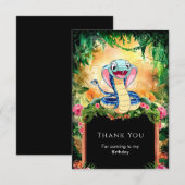 Pastel Reptielen Slang Verjaardag Bedankkaart (Voorkant / Achterkant)