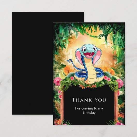 Pastel Reptielen Slang Verjaardag Bedankkaart (Voorkant / Achterkant)