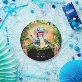 Pastel Reptielen Slang Verjaardag Papieren Bordje