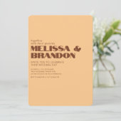 Pastel Retro 70s Groovy bruiloft uitnodiging (Staand voorkant)