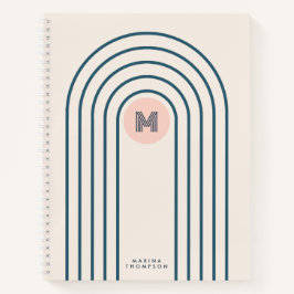 Pastel Retro Abstracte Geometrische Lijnen Boogjes Notitieboek