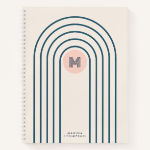Pastel Retro Abstracte Geometrische Lijnen Boogjes Notitieboek