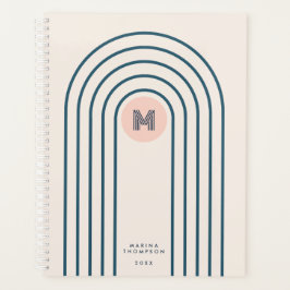 Pastel Retro Abstracte Geometrische Lijnen Boogjes Planner