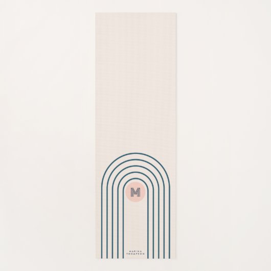 Pastel Retro Abstracte Geometrische Lijnen Boogjes Yogamat (Voorkant)