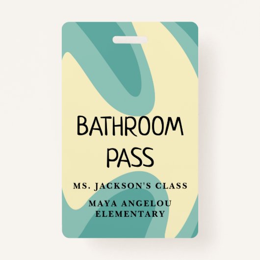 Pastel Retro Back To School Bathroom Hall Pass Badge (Achterkant)