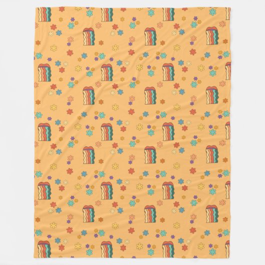 Pastel Retro Blanket Trendy 70s Cozy Vibes Fleece Deken (Voorkant)