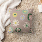 Pastel Retro Bloem Beige Kussen (Deken)