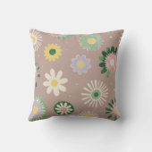 Pastel Retro Bloem Beige Kussen (Achterkant)
