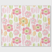 Pastel Retro Bloemen (1) Cadeaupapier (Vlak)