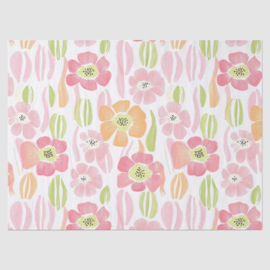 Pastel Retro Bloemen (1) Tissuepapier (Voorkant)