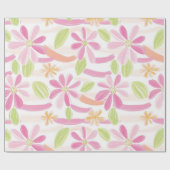 Pastel Retro Bloemen (2) Cadeaupapier (Vlak)