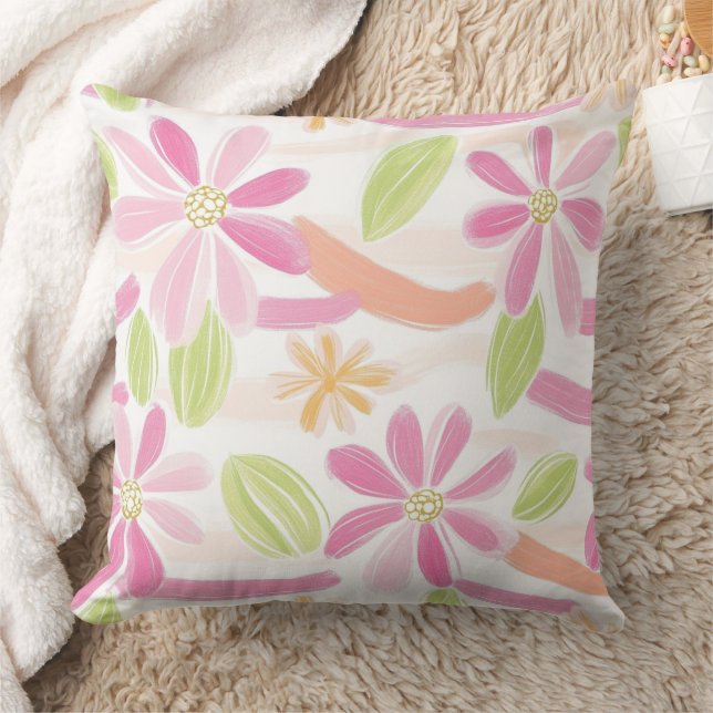 Pastel Retro Bloemen (2) Kussen (Deken)
