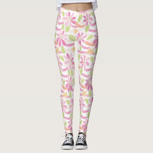 Pastel Retro Bloemen (2) Leggings (Voorkant)