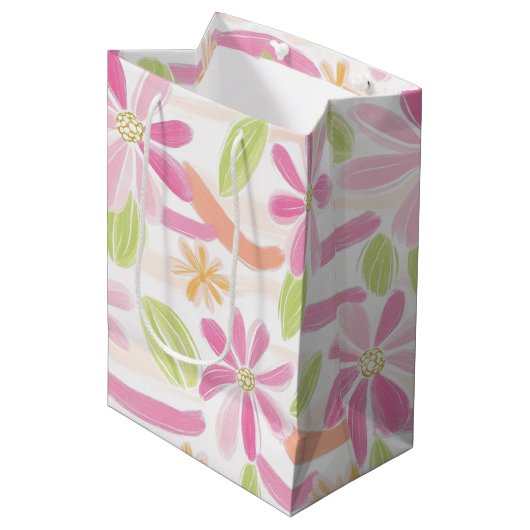 Pastel Retro Bloemen (2) Medium Cadeauzakje (Voorkant Gekanteld)