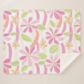 Pastel Retro Bloemen (2) Sherpa Deken (Voorkant (horizontaal))