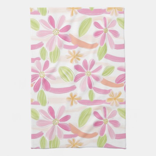 Pastel Retro Bloemen (2) Theedoek (Verticaal)