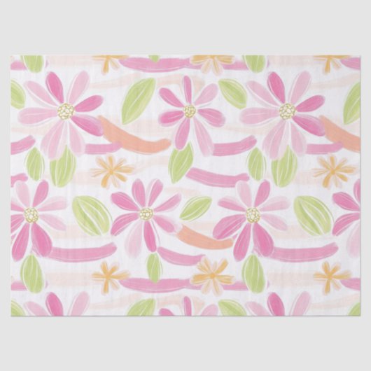 Pastel Retro Bloemen (2) Tissuepapier (Voorkant)