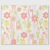 Pastel Retro Bloemen (3) Cadeaupapier (Vlak)