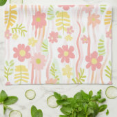 Pastel Retro Bloemen (3) Theedoek (Gevouwen)