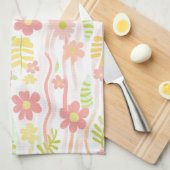 Pastel Retro Bloemen (3) Theedoek (Quarter Fold)