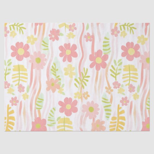 Pastel Retro Bloemen (3) Tissuepapier (Voorkant)