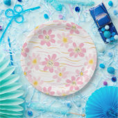 Pastel Retro Bloemen (4) Papieren Bordje (Feest)