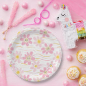 Pastel Retro Bloemen (4) Papieren Bordje (Feest)