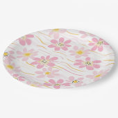 Pastel Retro Bloemen (4) Papieren Bordje (Gekanteld)