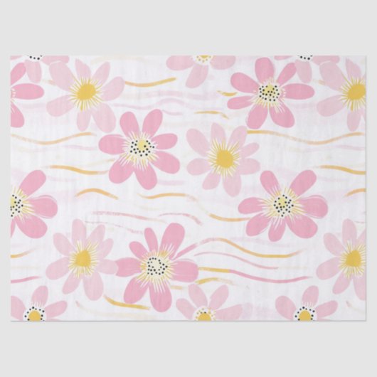 Pastel Retro Bloemen (4) Tissuepapier (Voorkant)