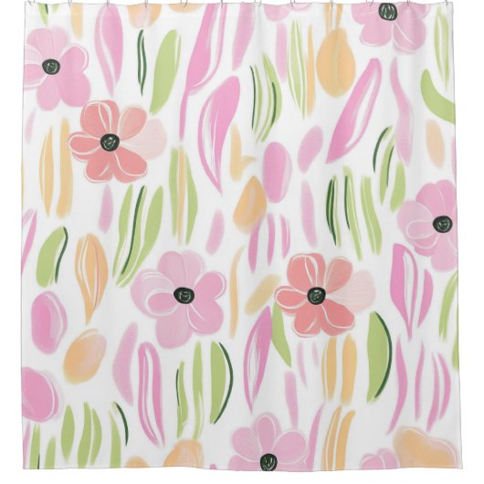 Pastel Retro Bloemen (5) Douchegordijn (Voorkant)