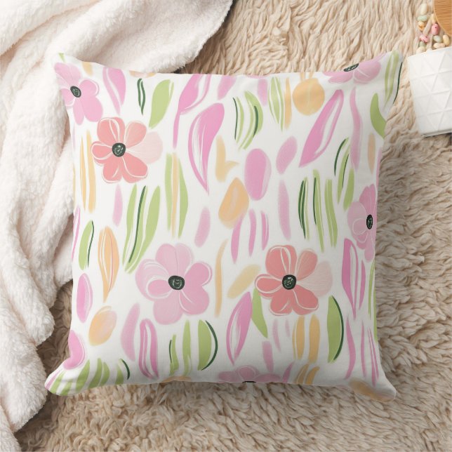 Pastel Retro Bloemen (5) Kussen (Deken)