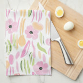 Pastel Retro Bloemen (5) Theedoek (Quarter Fold)