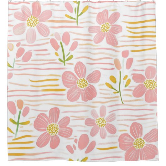 Pastel Retro Bloemen (6) Douchegordijn (Voorkant)