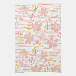 Pastel Retro Bloemen (6) Theedoek
