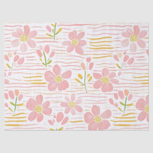 Pastel Retro Bloemen (6) Tissuepapier (Voorkant)