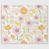 Pastel Retro Bloemen (7) Cadeaupapier (Vlak)