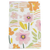 Pastel Retro Bloemen (7) Medium Cadeauzakje (Achterkant)