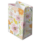Pastel Retro Bloemen (7) Medium Cadeauzakje (Achterkant Gekanteld)