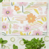 Pastel Retro Bloemen (7) Theedoek (Gevouwen)