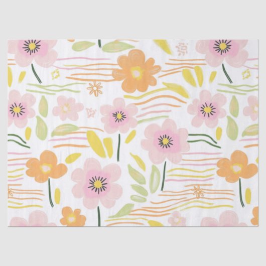 Pastel Retro Bloemen (7) Tissuepapier (Voorkant)