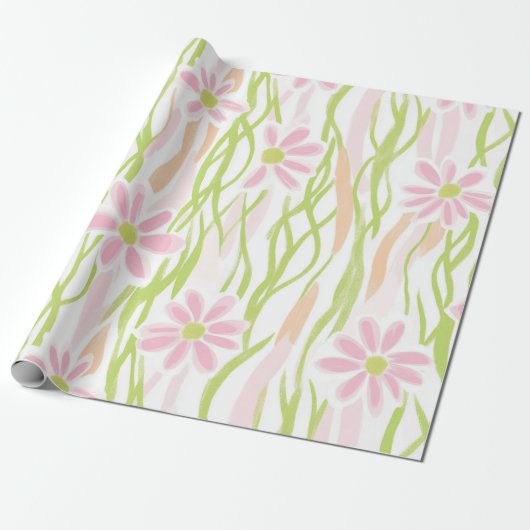 Pastel Retro Bloemen (8) Cadeaupapier (Uitgerold)