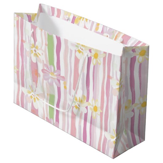 Pastel Retro Bloemen (9) Groot Cadeauzakje (Voorkant Gekanteld)
